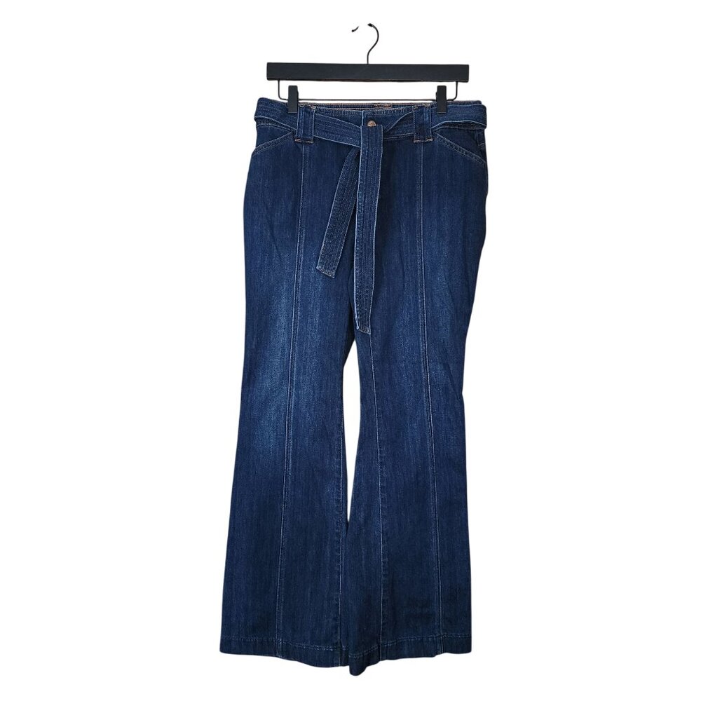 Chicos Platinum Trouser Jeans 1 Regular Dark Wash With Belt Cotton Blend Womens
